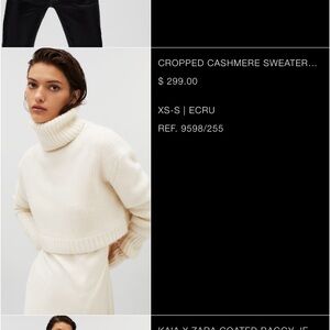 Kaia X Zara cropped cashmere cream sweater. With tags never worn. Size XS / S